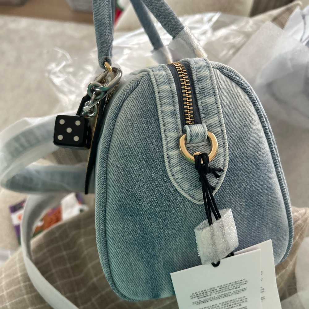 Coach loved denim medium rowan satchel / charms included - Picture 2 of 4